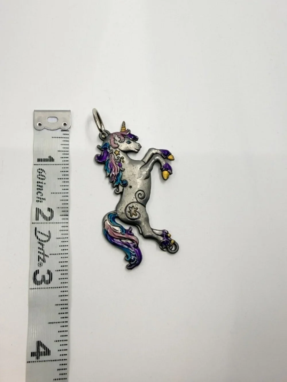 Vintage Unicorn Pendant Enamel Silver Tone Whimsical Charm Fantasy Jewelry Y2K